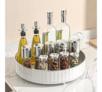 Rotating Kitchen Spice Storage Rack for Countertop - Multi-Grid Seasoning Organizer for Oil Salt Sauce Vinegar Bottles 30 X 30 X 16 Cm Plastic Drawer Liner Alternative(Single Layer)