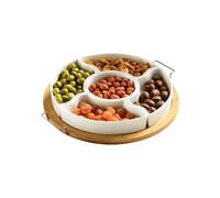 Rotating Lazy-Susan Dip Set - 5 Compartment Rotating Snack Tray for Parties, Picnics & Christmas Entertaining | Dried Fruit & Nut Storage Organizer