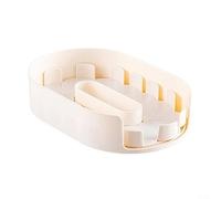 Rotating Lazy Susan Turntable for Refrigerator and Kitchen Cabinets, Clear PET Condiment Organizer Racks with Removable Tray for Spices, 13x8.5x2.9 Inch(Beige)