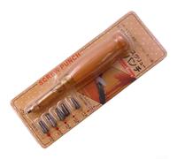 Rotating Leather Hole Punch, 6 Interchangeable Heads for Belts Paper Craft, Steel Punch Tool with Wooden Handle and Brass Connector, Smooth Perforation for DIY Leatherworking and Office Use