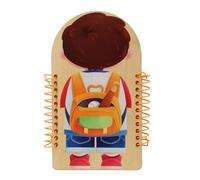 Rotating Life Skills Activity Toy with 6 Interactive Panels Wooden Dressing Practice Board for Toddler Clothing Practice Hand Eye Coordination Training Board