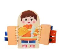 Rotating Life Skills Activity Toy with 6 Interactive Panels Wooden Dressing Practice Board for Toddler Clothing Practice Preschool Learning Tool with Rotating Activities