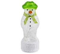 Rotating Light Up Acrylic Snowman 10 White LEDs Christmas Decoration 26cm | The perfect glowing table ornament, motorised base, requires 3 x AA batteries, festive indoor seasonal décor