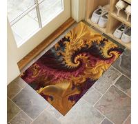 Rotating Lines Door Mats Indoor, Abstract Texture Non-Slip Low Profile Doormat Washable Dirt Trapper Mat for Entrance, Inside, Kitchen, Front Door Mat - 60 x 120 cm, Mustard Yellow