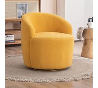 Rotating Lounge Chair - Barrel-Style Cozy Lambswool Sofa with Metal Base for Reading and Coffee - Modern Home Décor Furniture