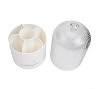 Rotating Makeup Brush Bucket Space Saving Plastic Storage Box with Dust Protection for Cosmetics (White)