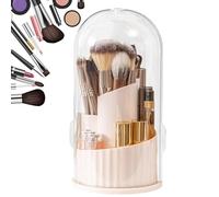 Rotating Makeup Brush Holder - 360 Degree Lipstick Storage Box, Dustproof Cosmetic Brush Organizer with Lid, Waterproof Pet Vanity Container for Bathroom Desk Travel | 235 x 12 mm