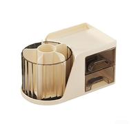 Rotating Makeup Brush Holder with Dividers for Cosmetics Lipstick Skincare Tools 360 Degree Spin Organizer for Vanity Desk (C)