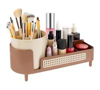 Rotating Makeup Organiser 2 in 1 Skincare Organiser Multipurpose Large Capacity Makeup Organizer Storage, Cosmetic Display Case for Dresser Bathroom Bedroom Countertop More Clean and Tidy(Coffee)