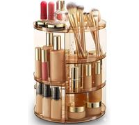 Rotating Makeup Organizer - Adjustable Shelf Height and Fully Rotatable, The Perfect Round Spinning Cosmetic Organizer for Bedroom Dresser or Vanity Countertop Storage. (Brown)