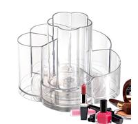 Rotating Makeup Organizer For Vanity - Transparent Brush Holder Rack | 6 Compartment Storage Organizer | Large Capacity Makeup Stand For Bedroom By Le