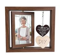 Rotating Memorial Photo Frame for Mum, Double Sided 4x6 Picture Frame with Heart Pendants - Sympathy Bereavement Gifts for Loss of Mother, Thinking of You Keepsake Gift (Walnut)