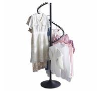 Rotating Metal Spiral Clothing Rack - Sturdy Freestanding Garment Display for Bedrooms, Living Rooms, and Stores - Holds 38 Clothes (Black)