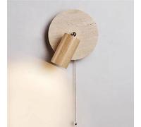 Rotating, Natural Yellow Travertine Lamp, with Switch, Indoor Stone Mount Light, Wall Decor for Bedroom, Bedside Lighting Decoration(Solid Wood)