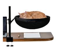 Rotating Nest Pet - Desk Mounted Cat Bed Hammock - Cat Desk Perch - | Iron Mesh Flannel Adjustable Heavy Duty Kitten Hammock Nest | 40cm Modern Pet Bed for Home, Offices Desktop, and Table Use