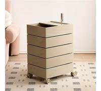 Rotating Nightstand with Storage Multi-Tier Rolling Snack Cart on Wheels Modern Side Table for Bedroom & Living Room Makeup nizer and End Table (Gray)