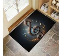 Rotating Notes Door Mats Indoor, 50 x 80 cm Non Slip Dirt Trapper Washable Doormats Digital Art Style Entrance Rug Super Absorbent Floor Mat for Front Back Door, Pets and Dogs, Dark Blue