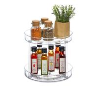Rotating organiser kitchen carousel plastic spice rack 2 tiers compact clear