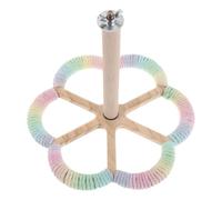 Rotating Parrot Perch for Bird Cages Flower Design | Wood and Cotton Build, Indoor Use for Budgies and Small Parrots, Smooth Surface, Foot Comfort