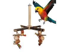 Rotating Parrot Perch Toy, Parakeet Climbing Perch for Cage, Wooden Parrot Swing Playing Gym Exercise Cage Accessories for Lovebirds, Conures