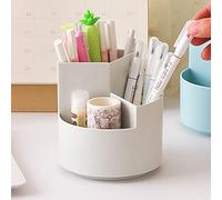 Rotating Pen Holder 3 Compartments, School Supplies Organizer for Pen, Colored Pencil, Art Brushes, Desktop Storage Box in Classroom & Art Studio, Gift for Teachers, Classmates, and Friends ,Grey