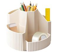 Rotating Pen Holder - 5 Compartments Crayon Holder Organizer | Multi-Use Pencil Organizers For Desk Supplies | Rotating Desk Organizer Suitable For Officce, School, Or Home Workspaice Organization