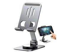 Rotating Phone Stand - 360 Degree Rotating Metal Holder, Portable Table Mount, Compact, Space Saving Holder, Adjustable Viewing Tray for E-Book Reader, Camera, Video Calls A