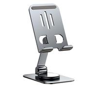 Rotating Phone Stand - Metal Gray Purple Foldable Holder, 360° Tablet Support 10kg Bearing Load, Compact Aluminum Steel Stand | Cell Phone Camera E-Book Reader Portable Space Saving Desk Organizer