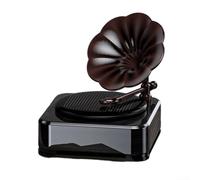 Rotating Phonograph Styled Diffuser with Solar Power, Car Air Purifier Featuring Aluminum Alloy Body and Plant Extract Scent Tablets (Brown profound)