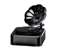 Rotating Phonograph Styled Diffuser with Solar Power, Car Air Purifier Featuring Aluminum Alloy Body and Plant Extract Scent Tablets (Gray Cologne)