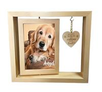 Rotating Photo Frame for Pets - TwentyThree By Twenty By Four Cm Wooden Desktop Frame, Rotating Double Sided Display, Elegant Memorial Design, Love Pendant Accent Decoration |