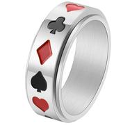 Rotating Poker Titanium Steel Ring for Men Punk Jewelry Spade Heart Club Card Ring Gift for Him