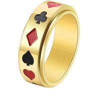 Rotating Poker Titanium Steel Ring for Men Punk Jewelry Spade Heart Club Card Ring Gift for Him