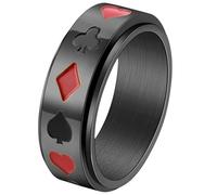 Rotating Poker Titanium Steel Ring for Men Punk Jewelry Spade Heart Club Card Ring Gift for Him