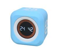 Rotating Pomodoro Visual Timer 5, 25, 10 50 Minutes Preset + Custom Countdown, Desk Productivity Cube Flip Timer w/Gravity Sensor Silicone Cover for ADHD Tool, Study, Work, Kitchen, School(Blue+White)