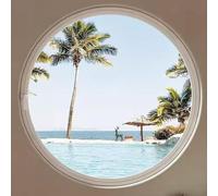 Rotating porthole,Flush Mount Round Shed Window, 360° Rotatable Porthole Window with Handles, Bathroom Kitchen Rotating Ventilated Tempered Glass Windows,White 1,35cm/13.7in