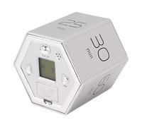 Rotating Productivity with Clock, Pomodoro with 5/15/30/45/60 Minute Presets, for Management, Mute & Modes, Practical Gifts (Silver)