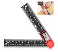 Rotating Protractor Digital 360°, 200 mm Angle Gauge with LCD Display, Hold and Locking Function, 2 in 1 Digital Protractor for Mechanical Engineering, Woodworking, Construction and Measurement, Black