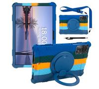 Rotating Retro Universal 11 Inch Tablet Case Compatible with DOOGEE T30 PRO /T30S/T30E/T30SE, Blackview Tab 90a WIFI/Tab9 WIFI, TECLAST P50/T50HD, OUKITEL OT8/OT11, UMIDIGI A15 (Colorful Dark Blue)