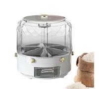 Rotating Rice Bucket - Countertop Grain Dispenser Bin | Dry Food Storage with Multiple Greeks with a Swivel Design for Easy Access to Rice, Beans, Boc