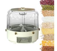 Rotating Rice Bucket - Countertop Grain Dispenser Bin | Multi-Grid Dry Food Storage With Smooth Design For Easy Access To Rice, Beans, Snacks, Or Cereal, Perfect For Organized Cooking Spaces,