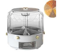 Rotating Rice Bucket - Large Capacity Round Cereal Dispenser,360° Rotating 6 Grids Candy Dispenser, Grain Storage Box Rice Organizer for Home Kitchen