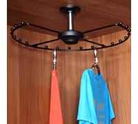 Rotating Round Closet Rod, Heavy Duty Wardrobe Rail for Space Saving Clothes Organization in Cupboard and Laundry Room