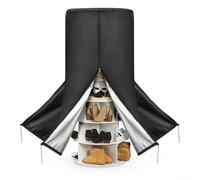 Rotating Shoe Rack Tower Cover with Heavy Duty Oxford Fabric, Waterproof PU Coating, UV Reflective Sun Defense, Dust Barrier and Center Zipper for Fast Access (210D)