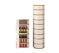 Rotating Shoe Rack with 3/6/9/12/15 Layers, 306° Swivel Metal Design, Octagonal Tower for Entryway, Living Room, Closet, Lazy Susan, 35cm Diameter