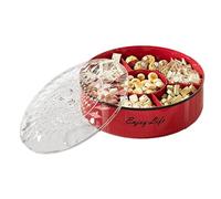 Rotating Snack Container - 4 Compartment Organizer for Candy Nuts | Clear with Swivel Base, Airtight Lids for Kitchen Counter, Pantry Party Serving 10.63x4.72x10.43 in