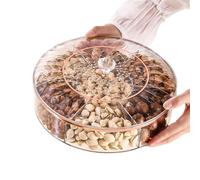 Rotating Snack Container - 4 Compartment Storage for Candy Nuts | Clear with Swivel Base, Airtight Lids for Kitchen Counter, Pantry Party Serving 10.24x10.24x4.72 in