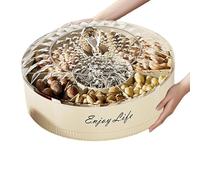 Rotating Snack Container - 4 Compartment Storage for Candy Nuts | Clear with Swivel Base, Airtight Lids for Kitchen Counter, Pantry Party Serving 10.24x10.24x4.72 in