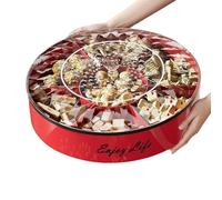 Rotating Snack Container - 4 Compartment Storage for Candy Nuts | Clear with Swivel Base, Airtight Lids for Kitchen Counter, Pantry Party Serving 10.24x10.24x4.72 in