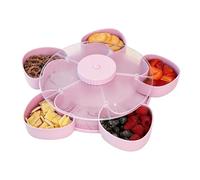 Rotating Snack Serving Tray - Food Storage Box with Lid Non Slip Base | Kitchen Picnic Fruit Appetizer Dipping Sauce Party Table Organizer Holder Convenient Easy Use Entertaining Accessory